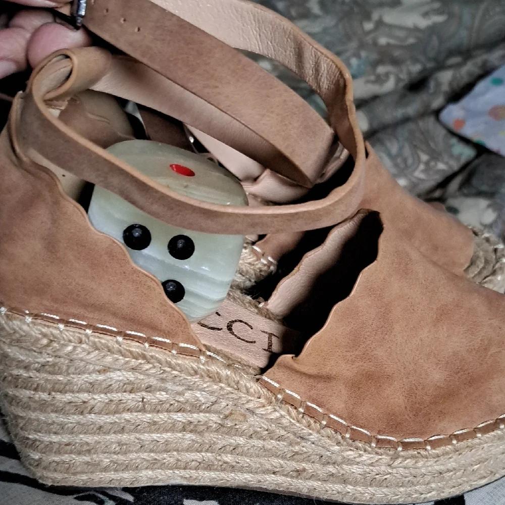 CCOCCI Tan Espadrille Sandals with Ankle Strap